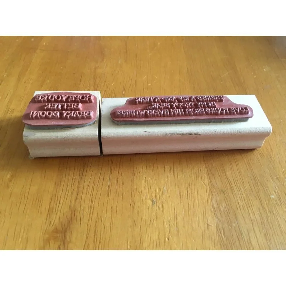2 NEW 1999  Retired Stampin‎ Up Wood Rubber Mounted Stamp, 